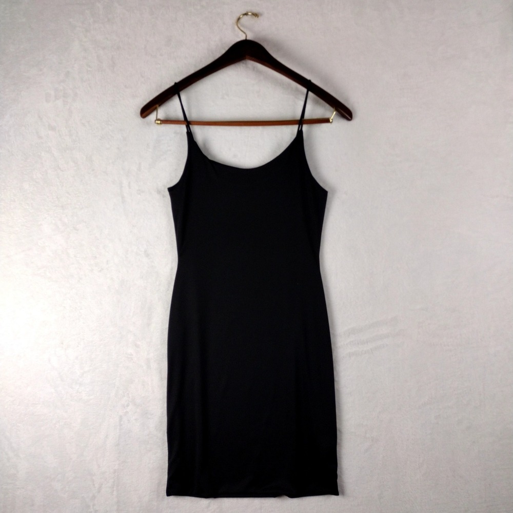 Heart Hips Black Bodycon Mini Dress Spaghetti Strap Scoop Neck JDS9641 Medium